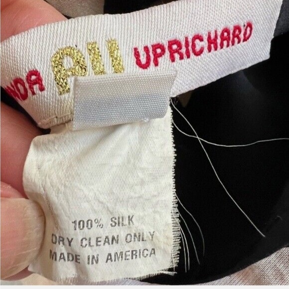 Amanda Uprichard Womens 80’s Geometric Black + Cream 100% Silk Tunic Top Blouse - Picture 4 of 6